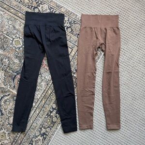 Women's Black and Brown Leggings